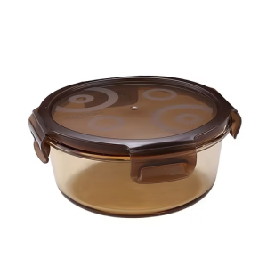 【Snapware康寧密扣】 琥珀色耐熱玻璃圓形保鮮盒600ML