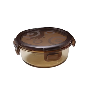 【Snapware康寧密扣】 琥珀色耐熱玻璃圓形保鮮盒 400ML