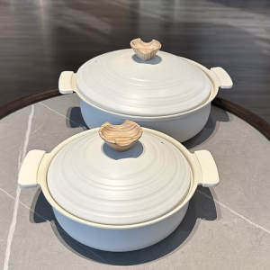 日系雙耳麥飯石色不沾湯鍋 (電磁爐/瓦斯爐通用款)