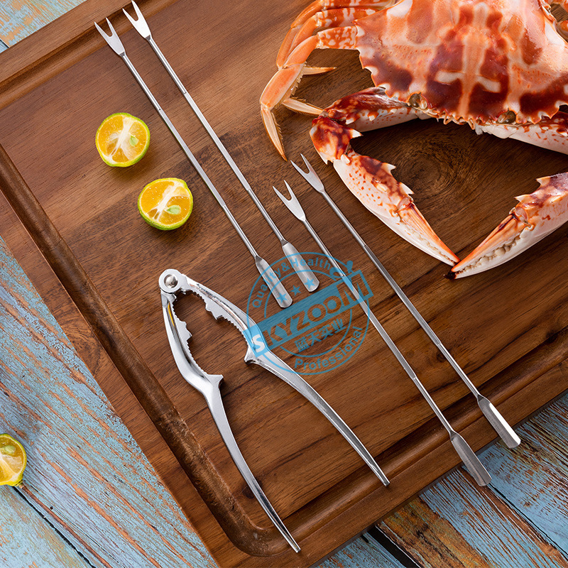 職人系列 304 不鏽鋼食蟹工具多件組(專業蟹鉗 / 蟹針 / 蟹勺)